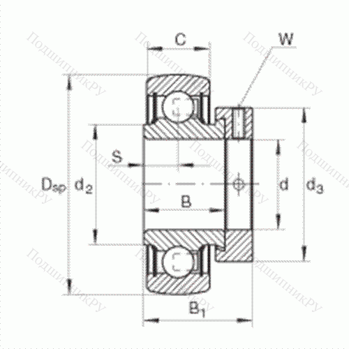 Подшипник шариковый закрепляемый RALE 25-NPP-B от производителя  INA Подшипник шариковый закрепляемый RALE 25-NPP-B от производителя  INA