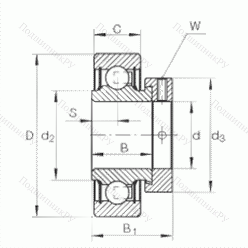 Подшипник шариковый закрепляемый RALE 25-NPP от производителя  INA Подшипник шариковый закрепляемый RALE 25-NPP от производителя  INA