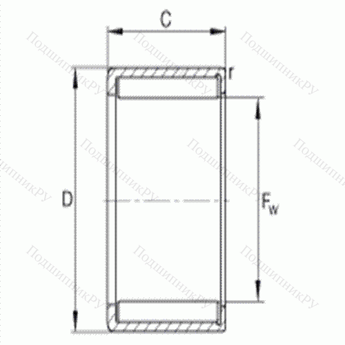 Подшипник роликовый игольчатый с одним наружным штампованным кольцом HN 2016 от производителя  INA Подшипник роликовый игольчатый с одним наружным штампованным кольцом HN 2016 от производителя  INA