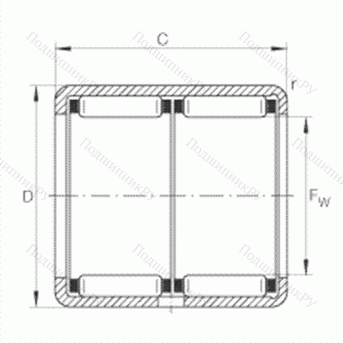 Подшипник роликовый игольчатый с одним наружным штампованным кольцом HK 2030-ZW от производителя  INA Подшипник роликовый игольчатый с одним наружным штампованным кольцом HK 2030-ZW от производителя  INA
